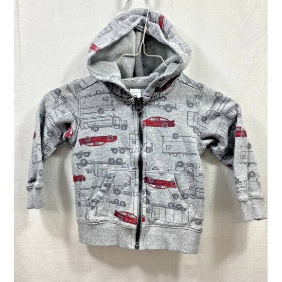 Carters 2pc Sweat Suit Gray W/ Cars & Trucks Boys Automobile Comfy Size 2T - Picture 3 of 10